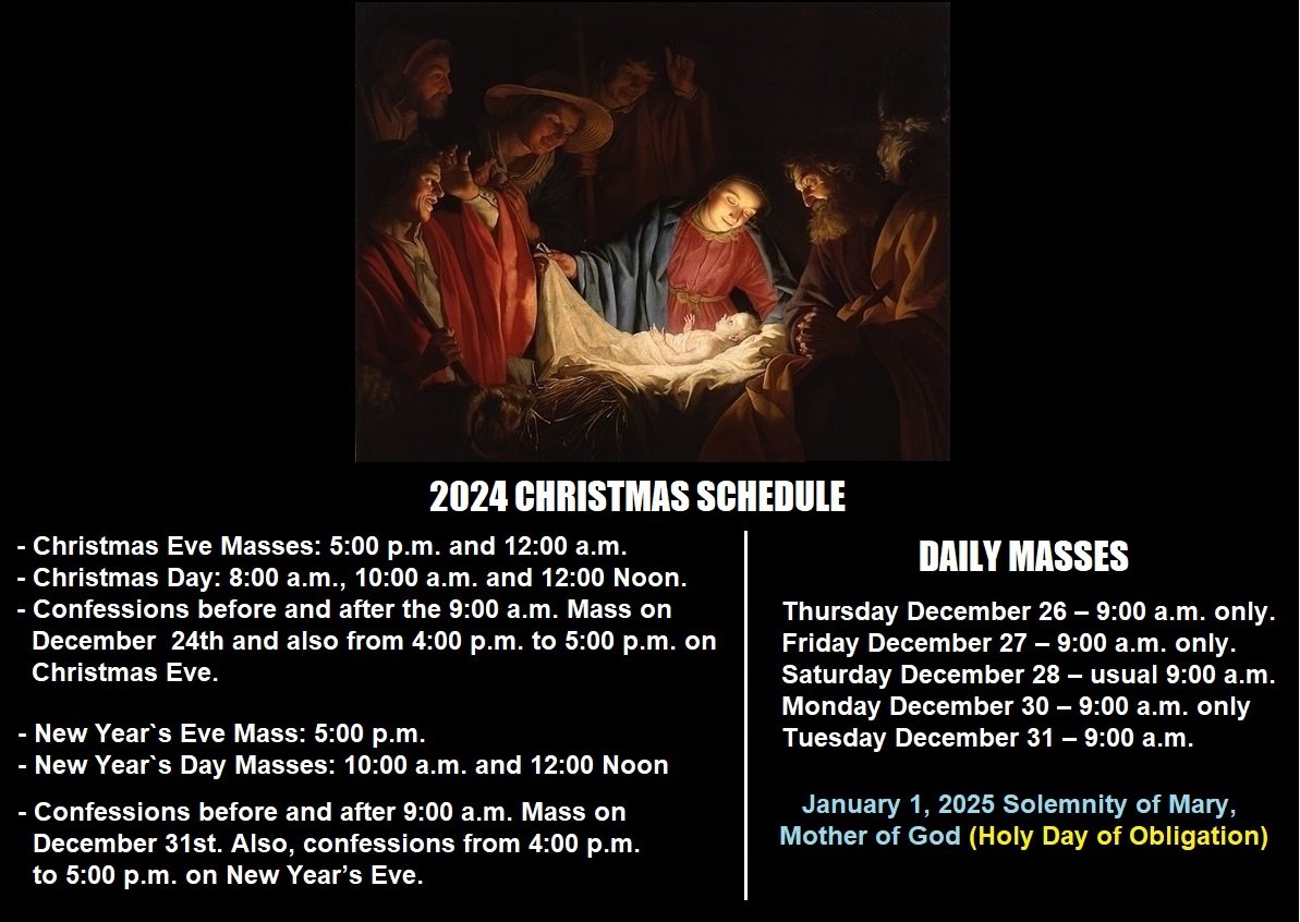 christmas schedule 2024 updated