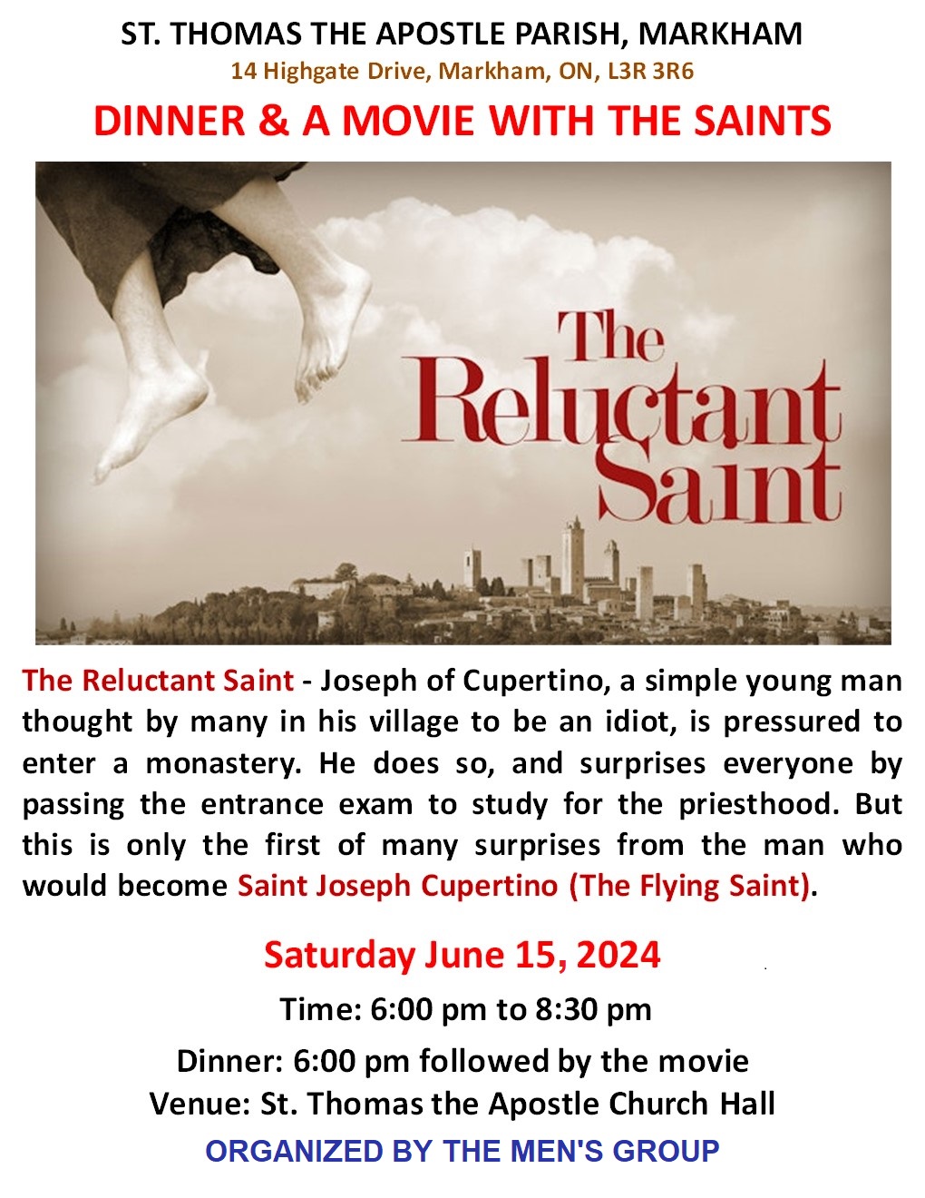 dinner and a movie - the reluctant saint