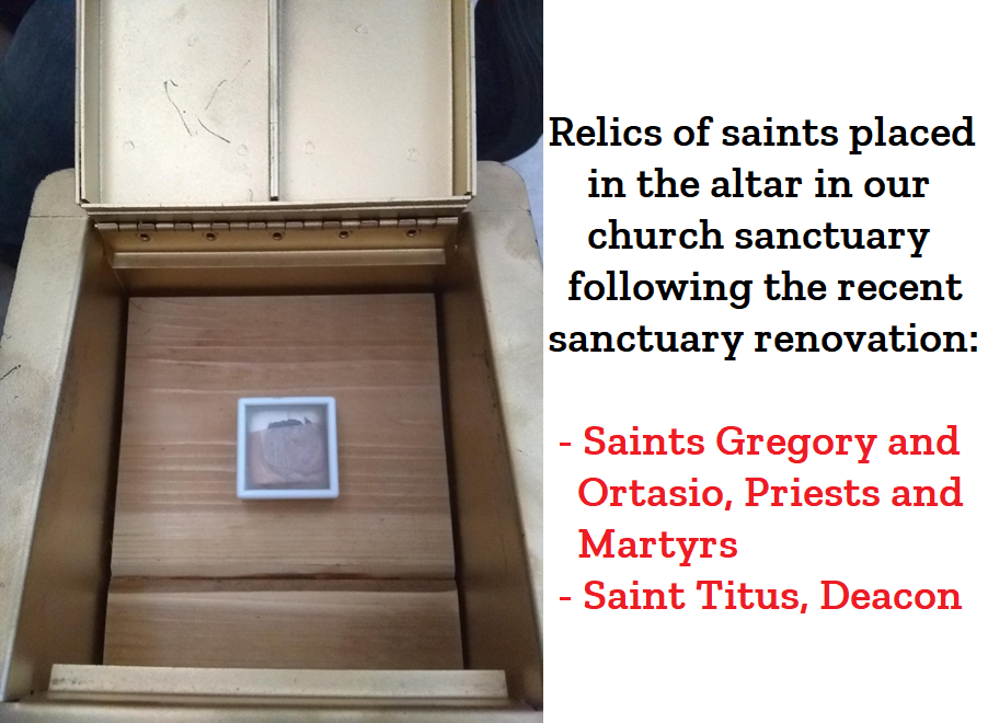 saint relics in our altar