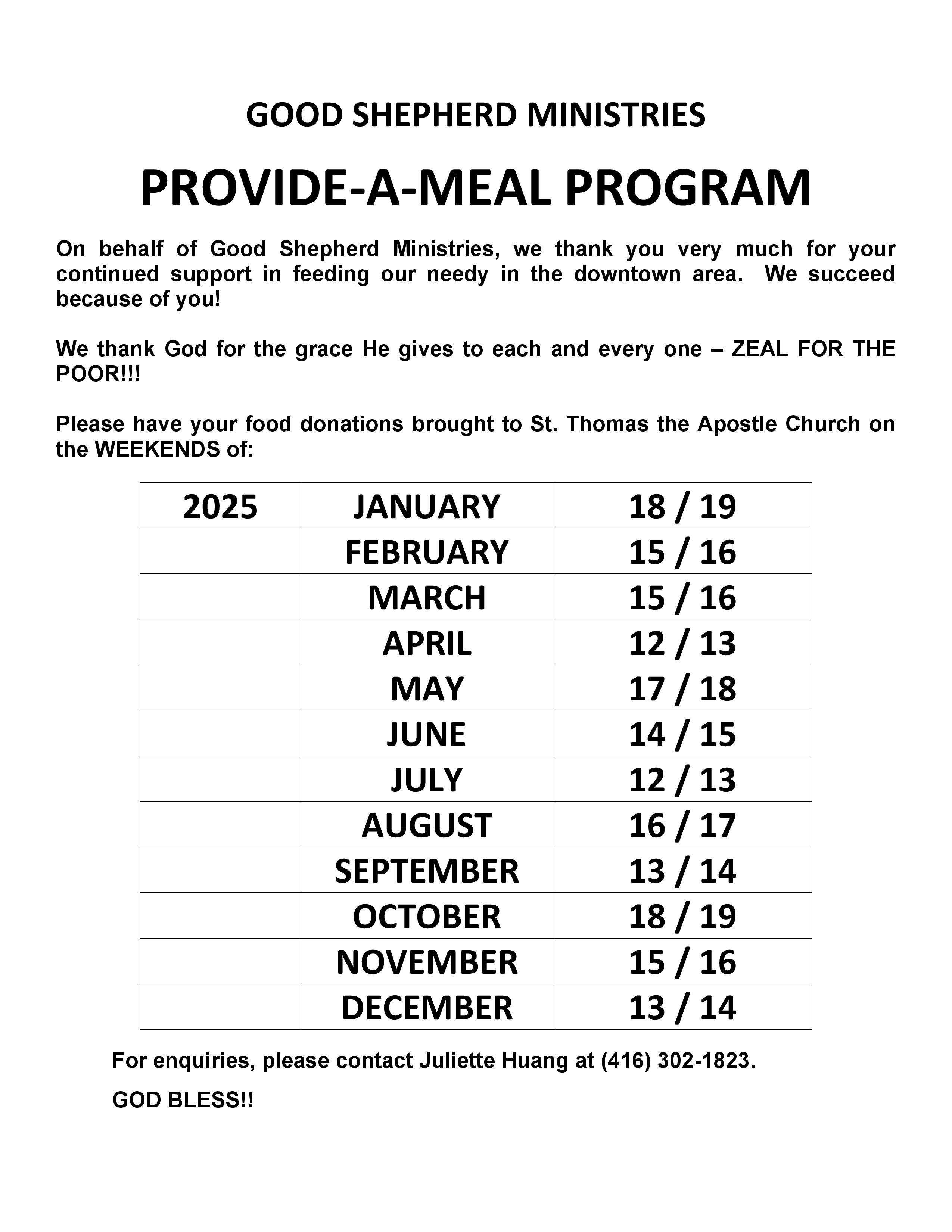 Shepherds Pie collection dates 2025