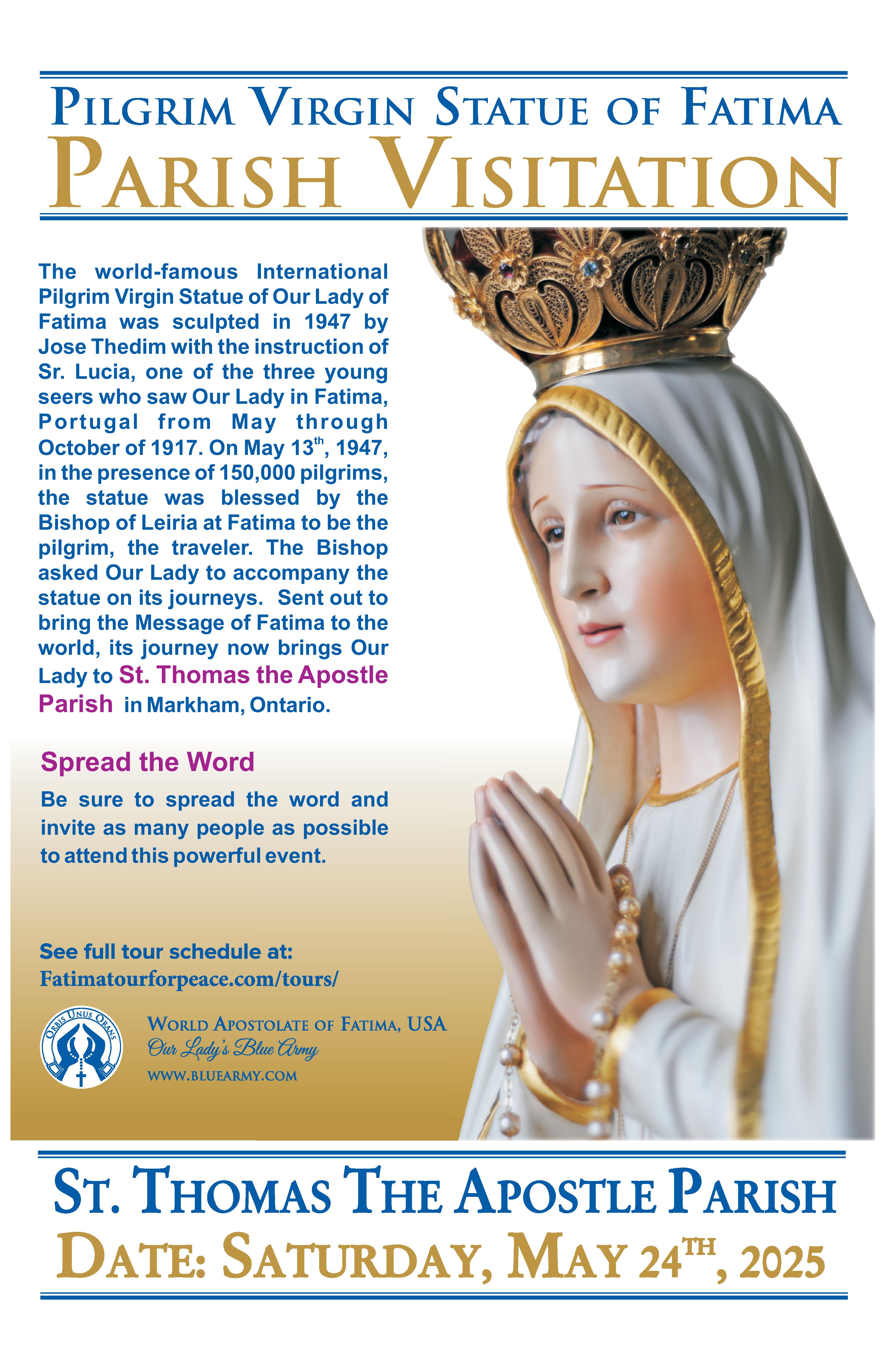 St. Thomas the Apostle Parish Fatima Poster
